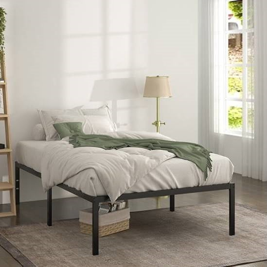 Twin 18-inch High Metal Platform Bed Frame with Under-bed Storage Space-2