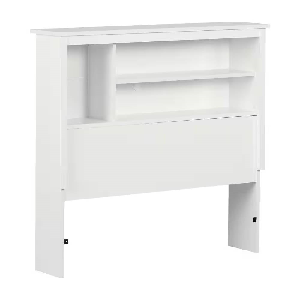 Twin size Modern Scandinavian Style Bookcase Headboard in White Wood Finish-1