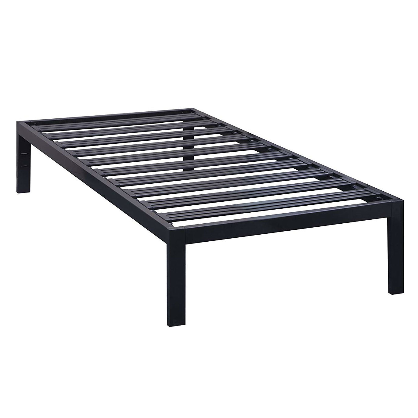 Twin size Sturdy Black Metal Platform Bed Frame with Wide Steel Slats-0