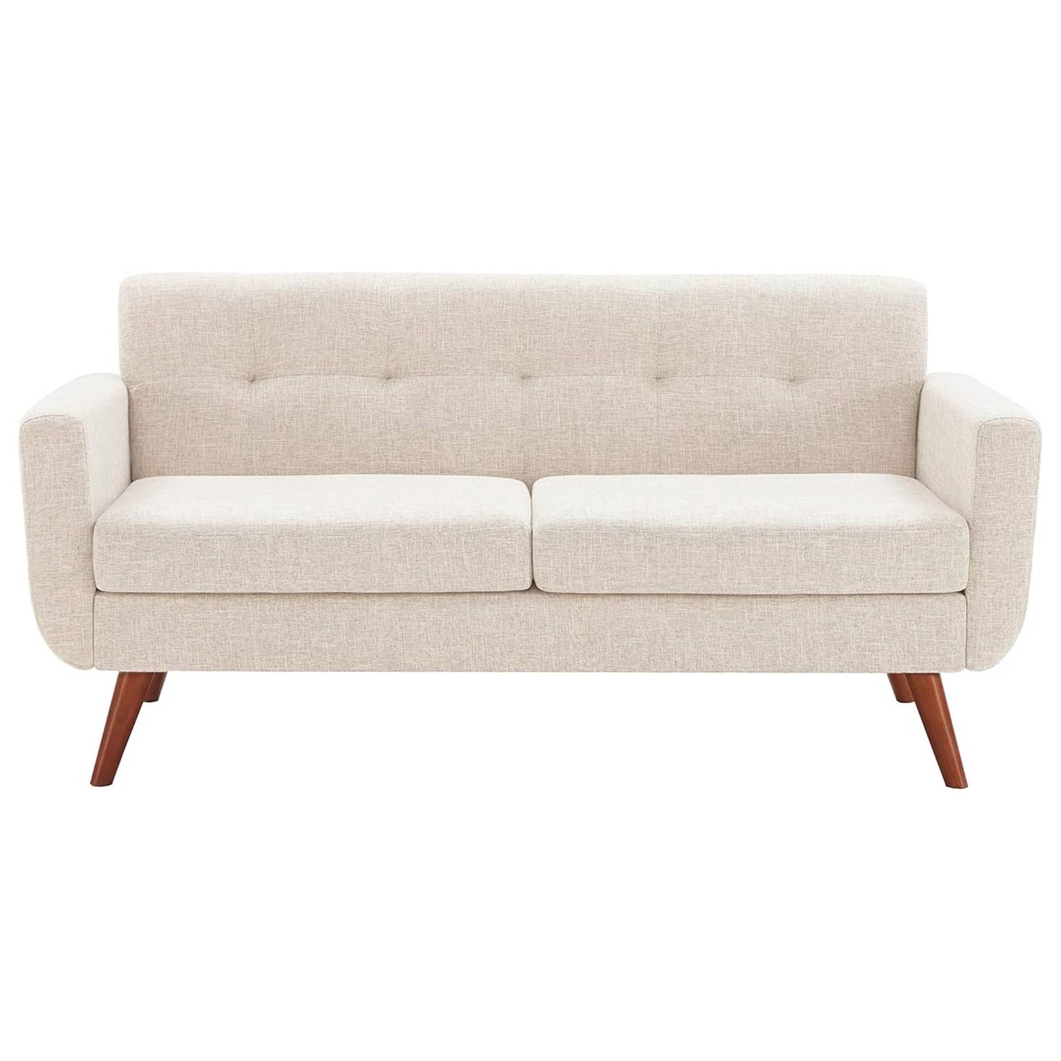 Modern Mid-Century Beige Cotton Polyester Upholstered Sofa Loveseat-2