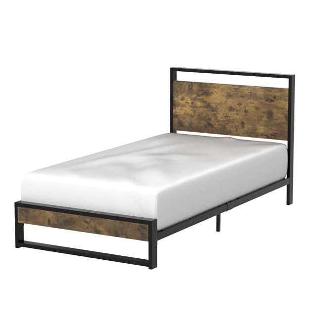 Twin Modern Farmhouse Platform Bed Frame with Wood Panel Headboard Footboard-0