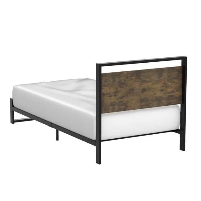 Twin Modern Farmhouse Platform Bed Frame with Wood Panel Headboard Footboard-2