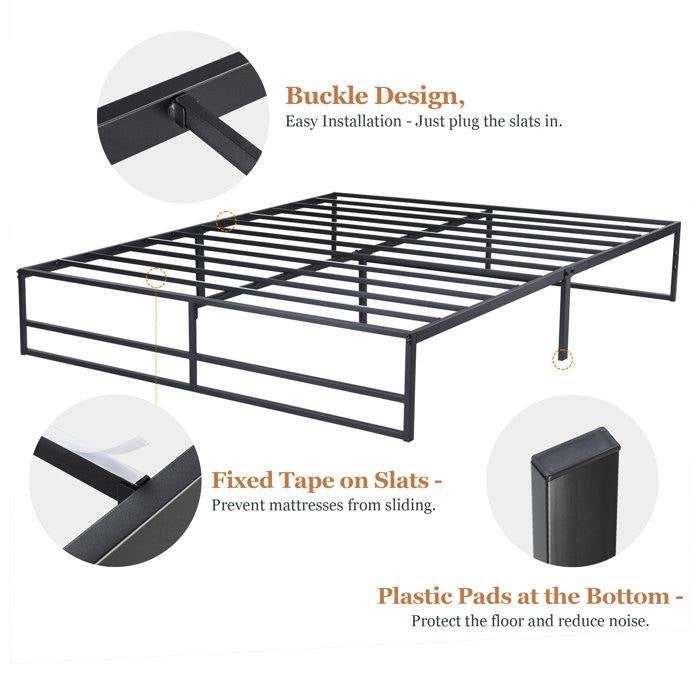 Twin Size Black Metal Platform Bed Frame with Under-Bed Storage Space-4