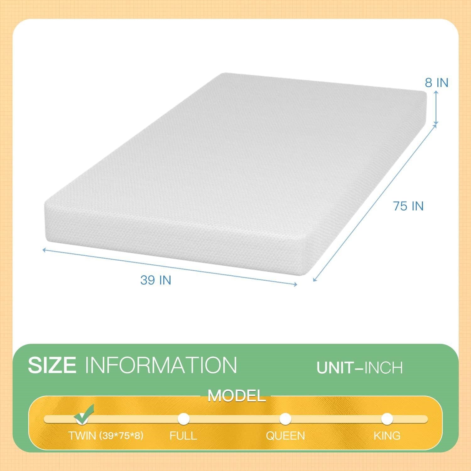 Twin size 8-inch Thick Medium Firm Cool Gel Memory Foam Mattress-4