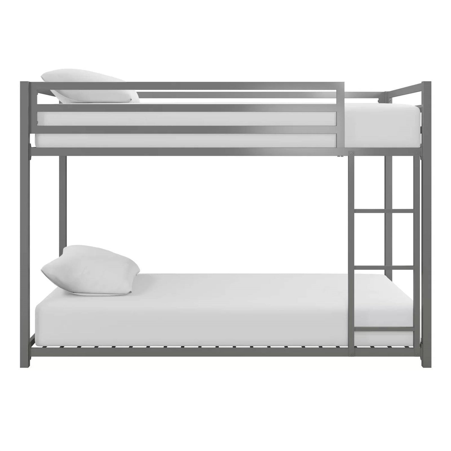 Twin over Twin size Modern Low Height Silver Grey Metal Bunk Bed-2