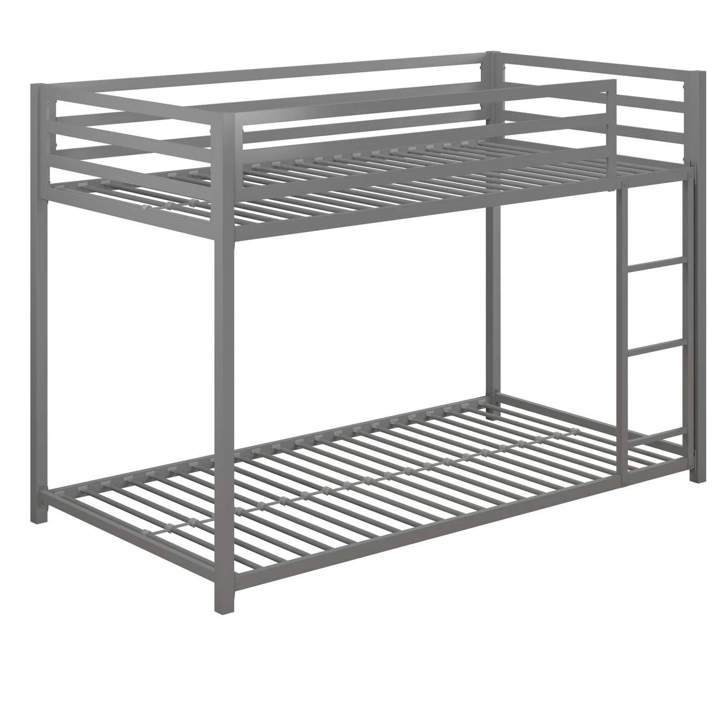 Twin over Twin size Modern Low Height Silver Grey Metal Bunk Bed-3