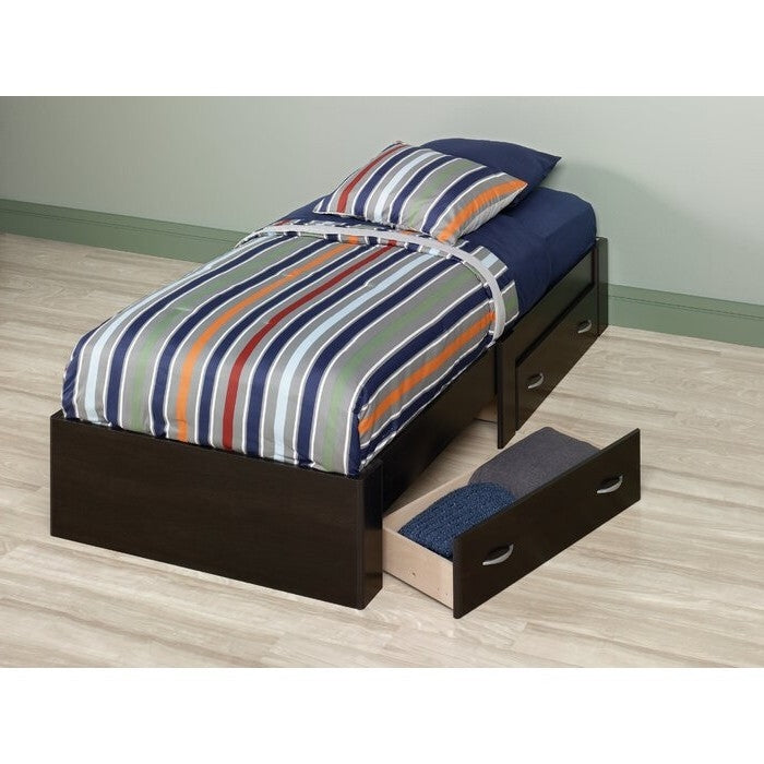 Twin Storage Platform Bed with 2 Drawers Cinnamon Cherry - Made In USA-3