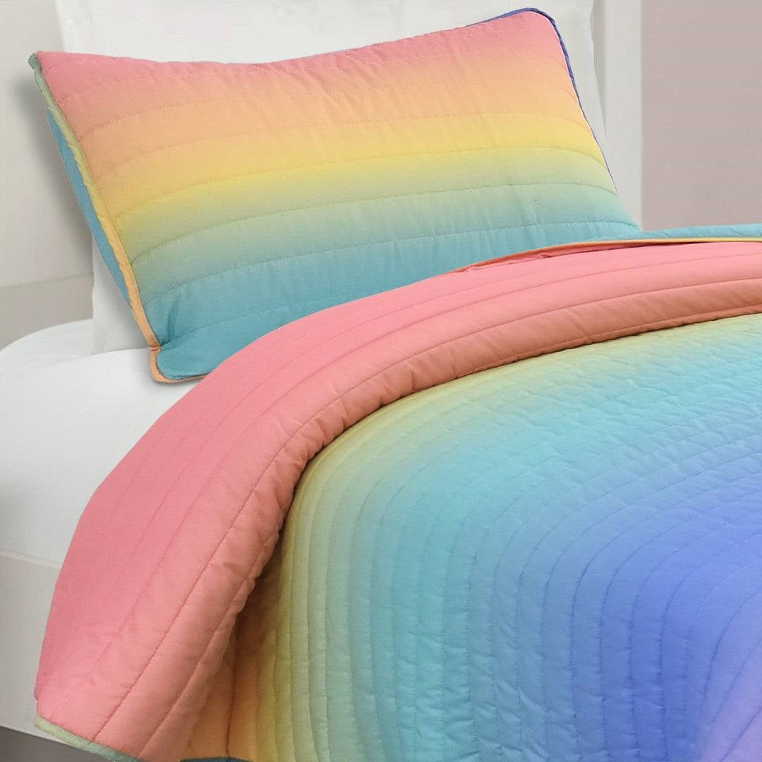 Twin/Twin XL 2 Piece Multi-Color Rainbow Quilt Set-1