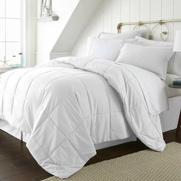 Twin XL Size Microfiber 6-Piece Reversible Bed In A Bag Comforter Set in White-1