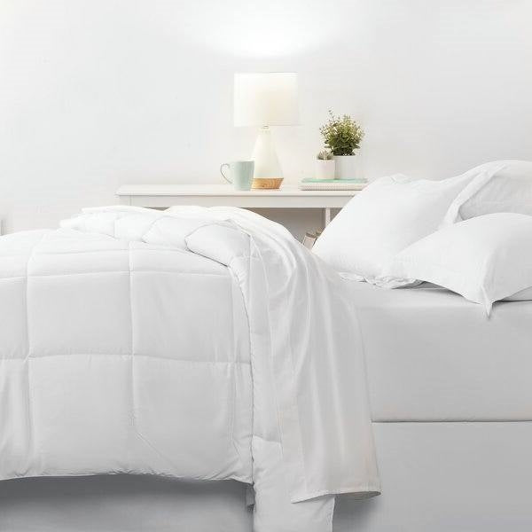 Twin XL Size Microfiber 6-Piece Reversible Bed In A Bag Comforter Set in White-2