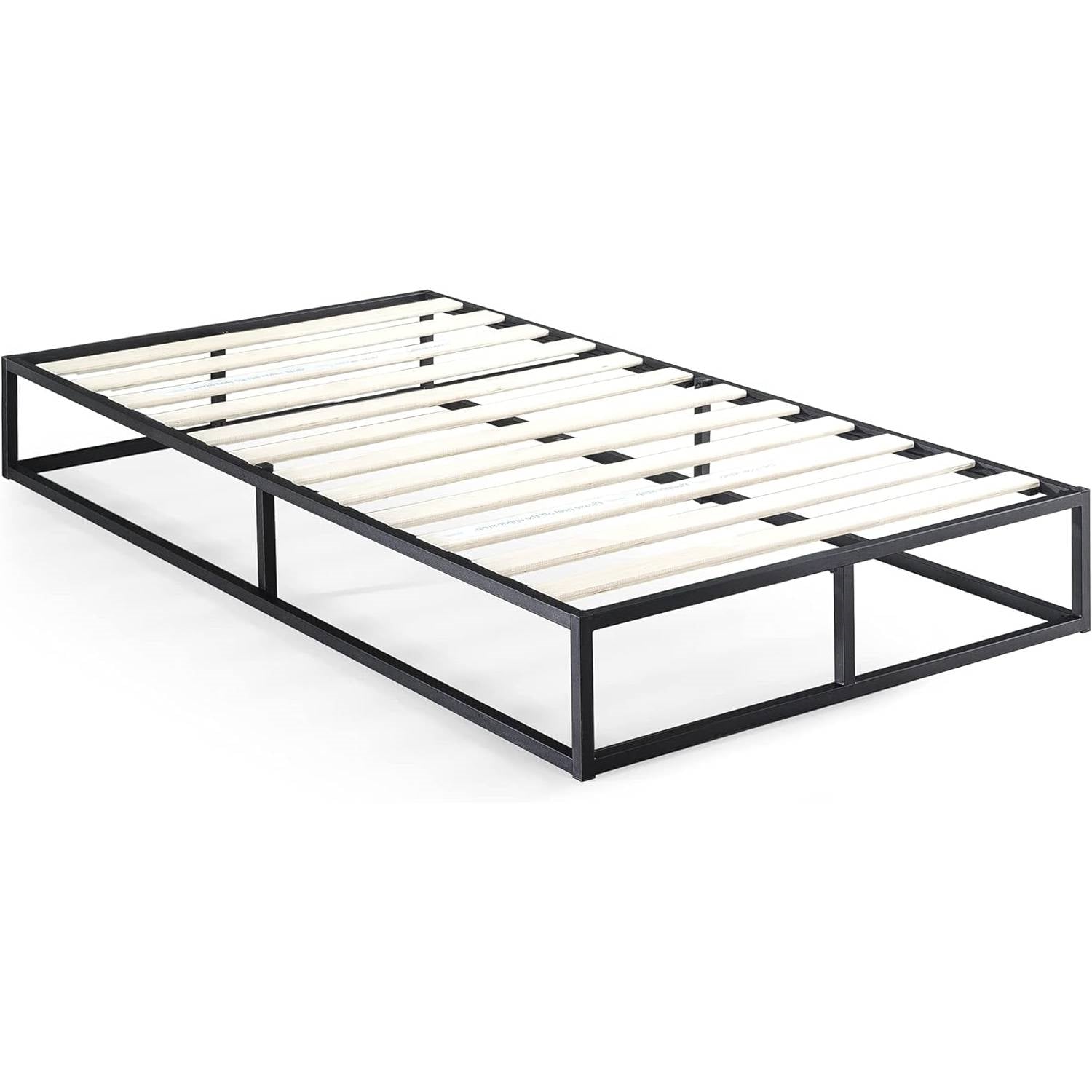 Twin size 10-inch Low Profile Modern Metal Wood Slat Platform Bed Frame-0