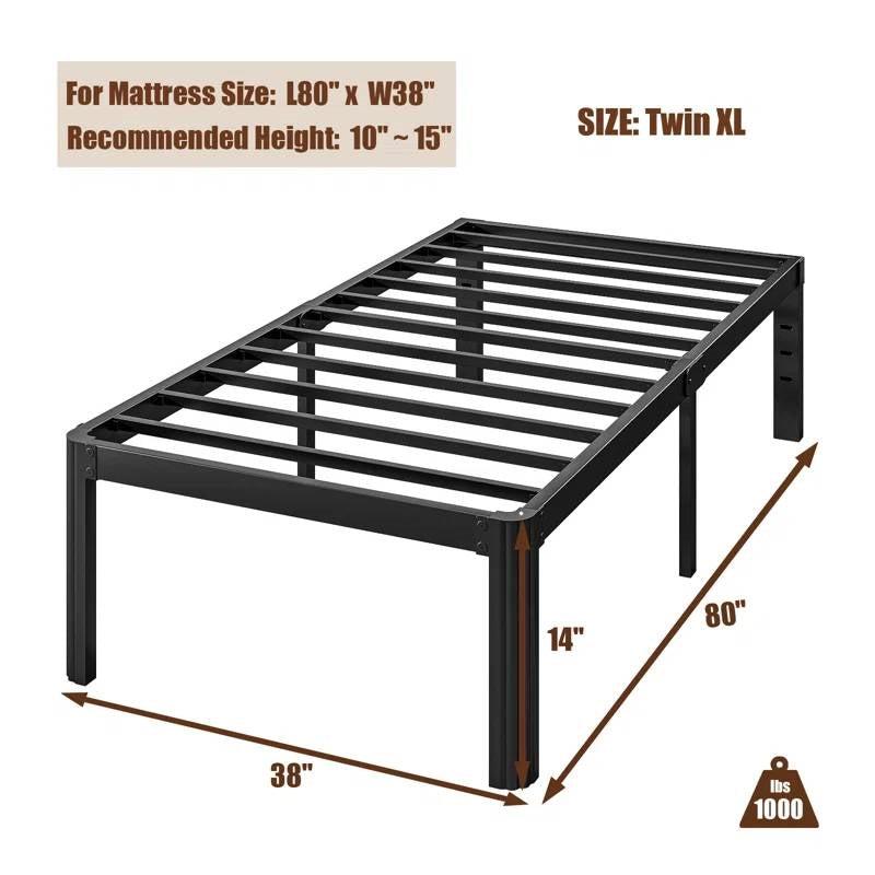 Twin XL Heavy Duty Metal Bed Frame Platform with Round Edge Legs-3
