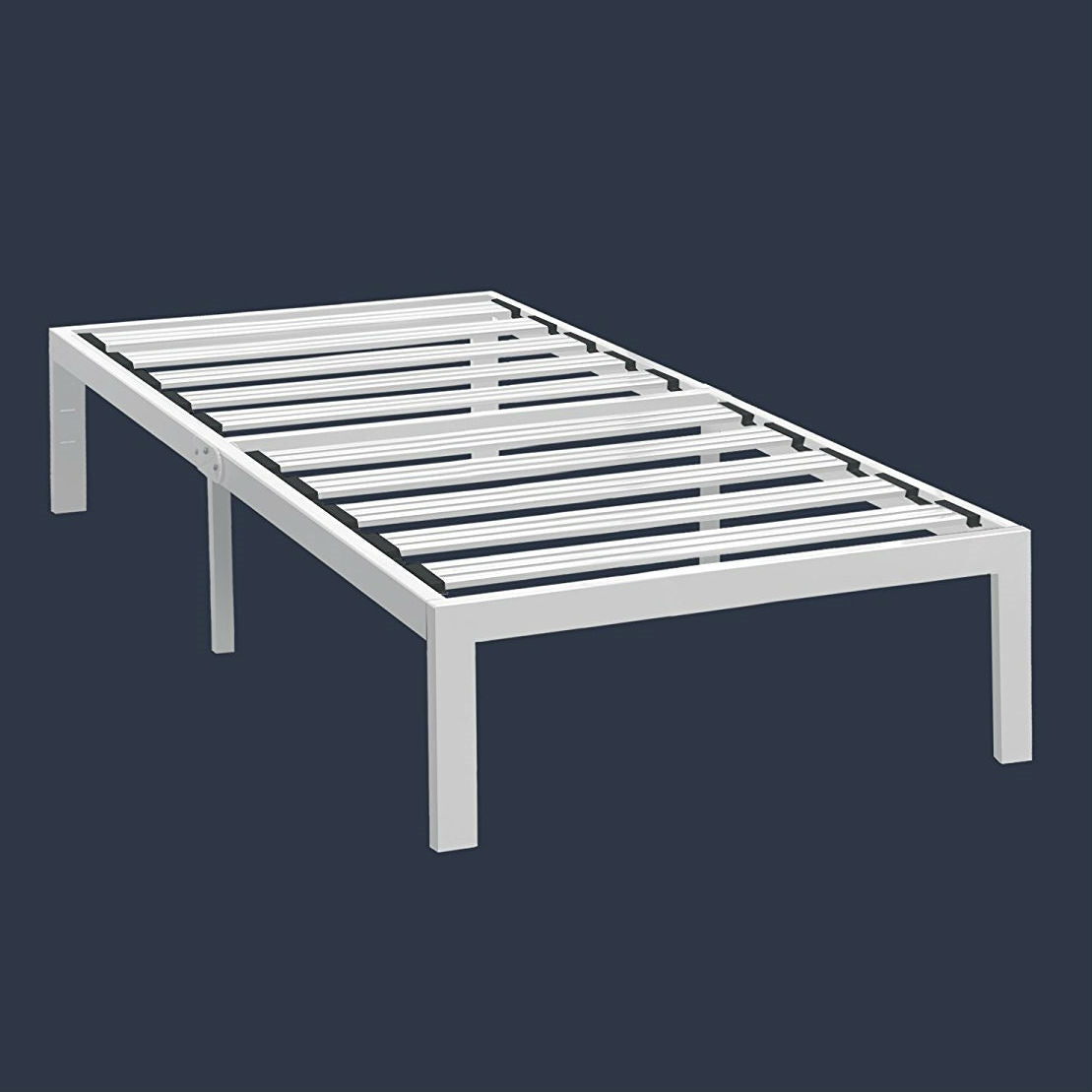 Twin XL Modern Heavy Duty Metal Platform Bed Frame in White-0