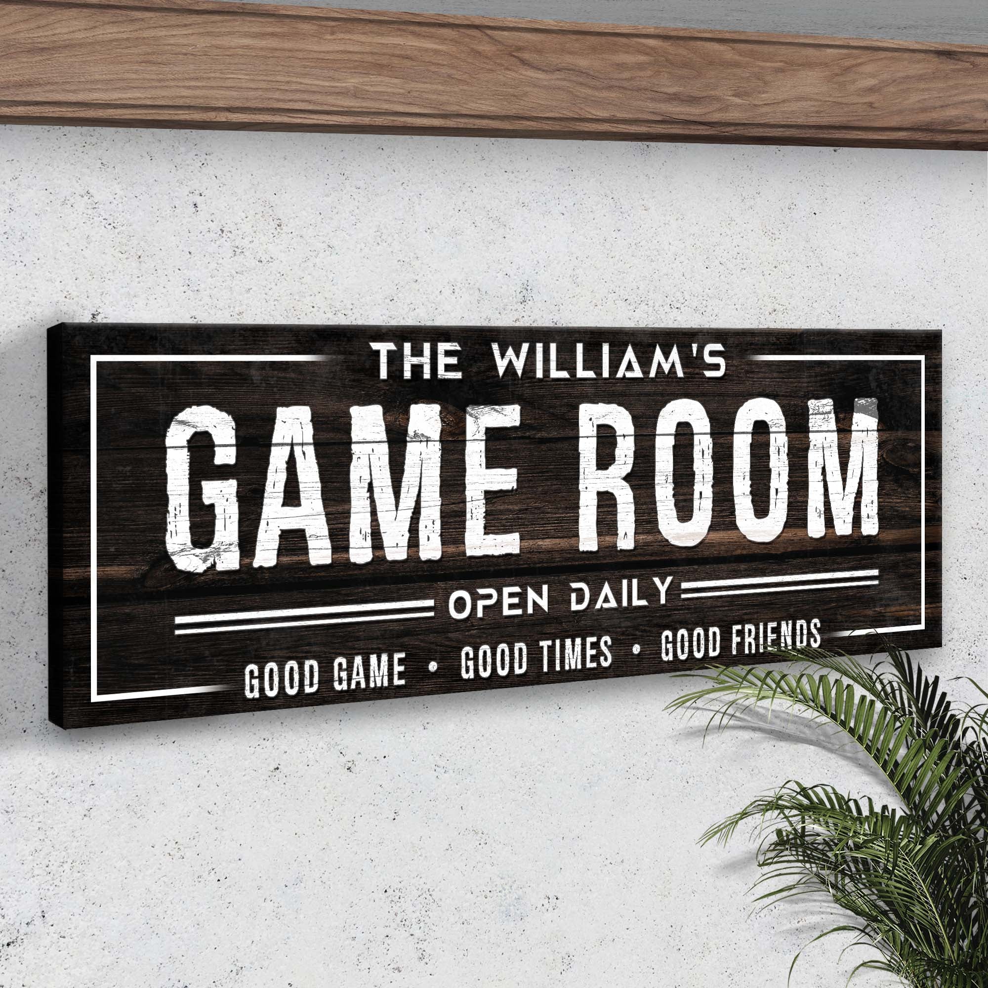 Game Room Dark Wood Sign