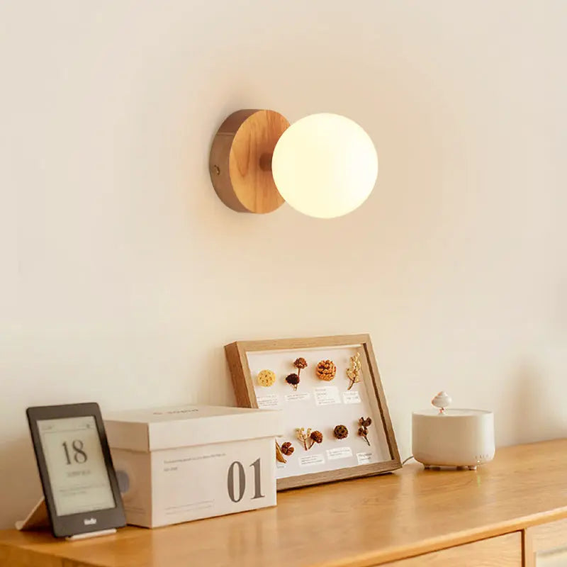 Richella Wooden & Glass Wall Light – Rechargeable & Cordless-3