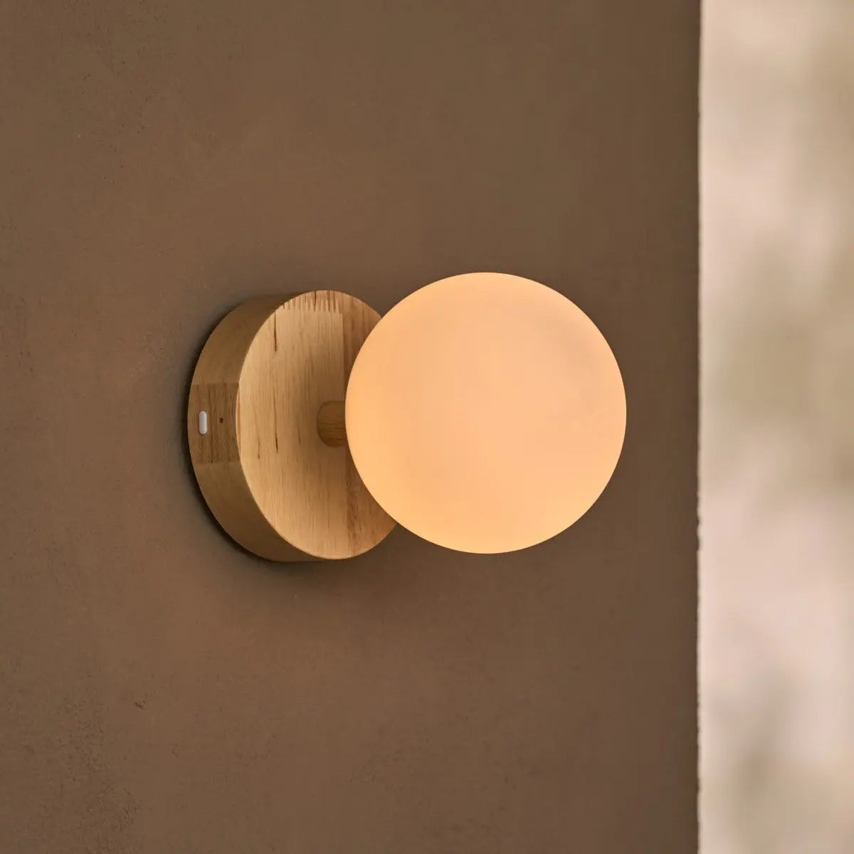 Richella Wooden & Glass Wall Light – Rechargeable & Cordless-0