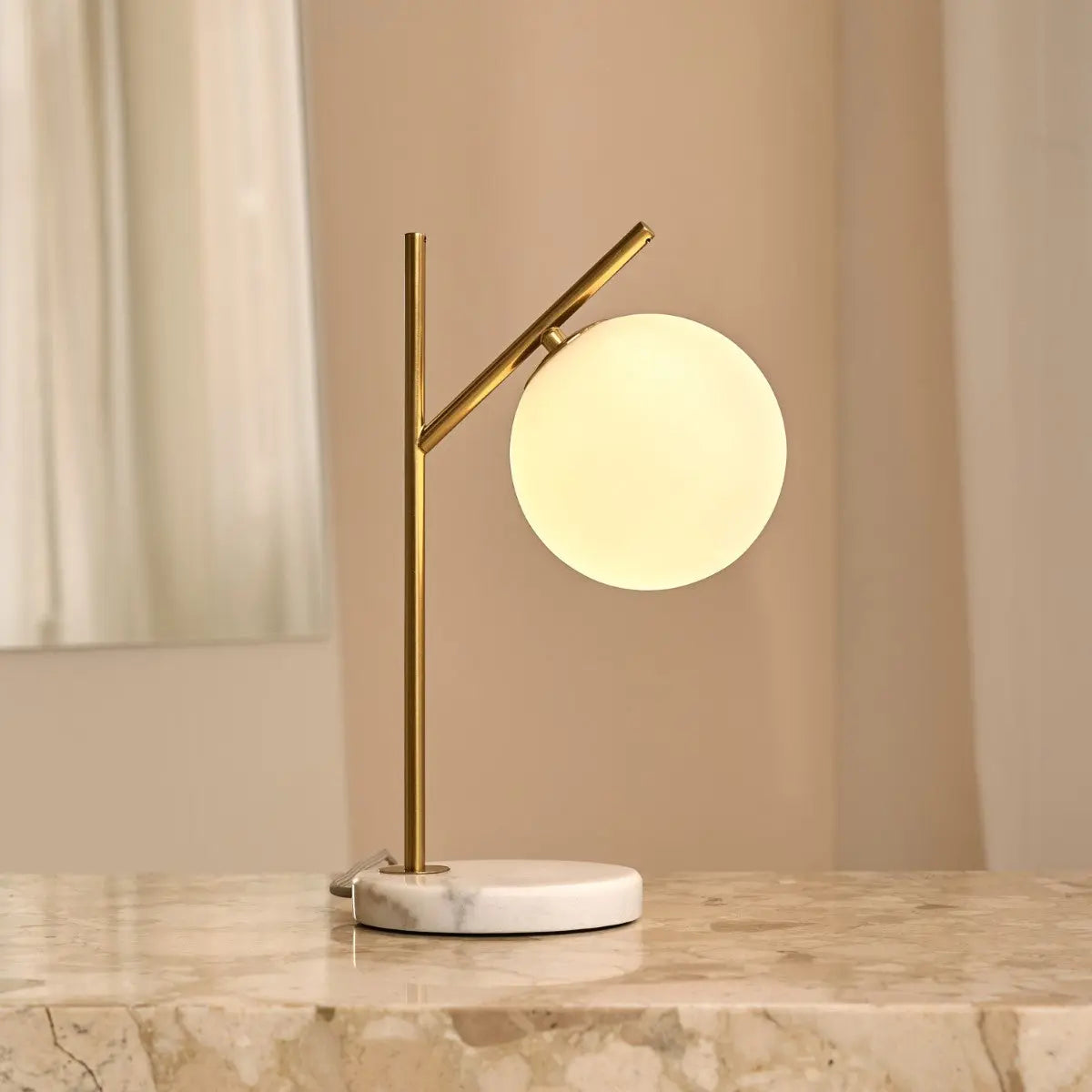 Madison Marble Lamp with Frosted Glass Globe – Elegant Table Lamp-0