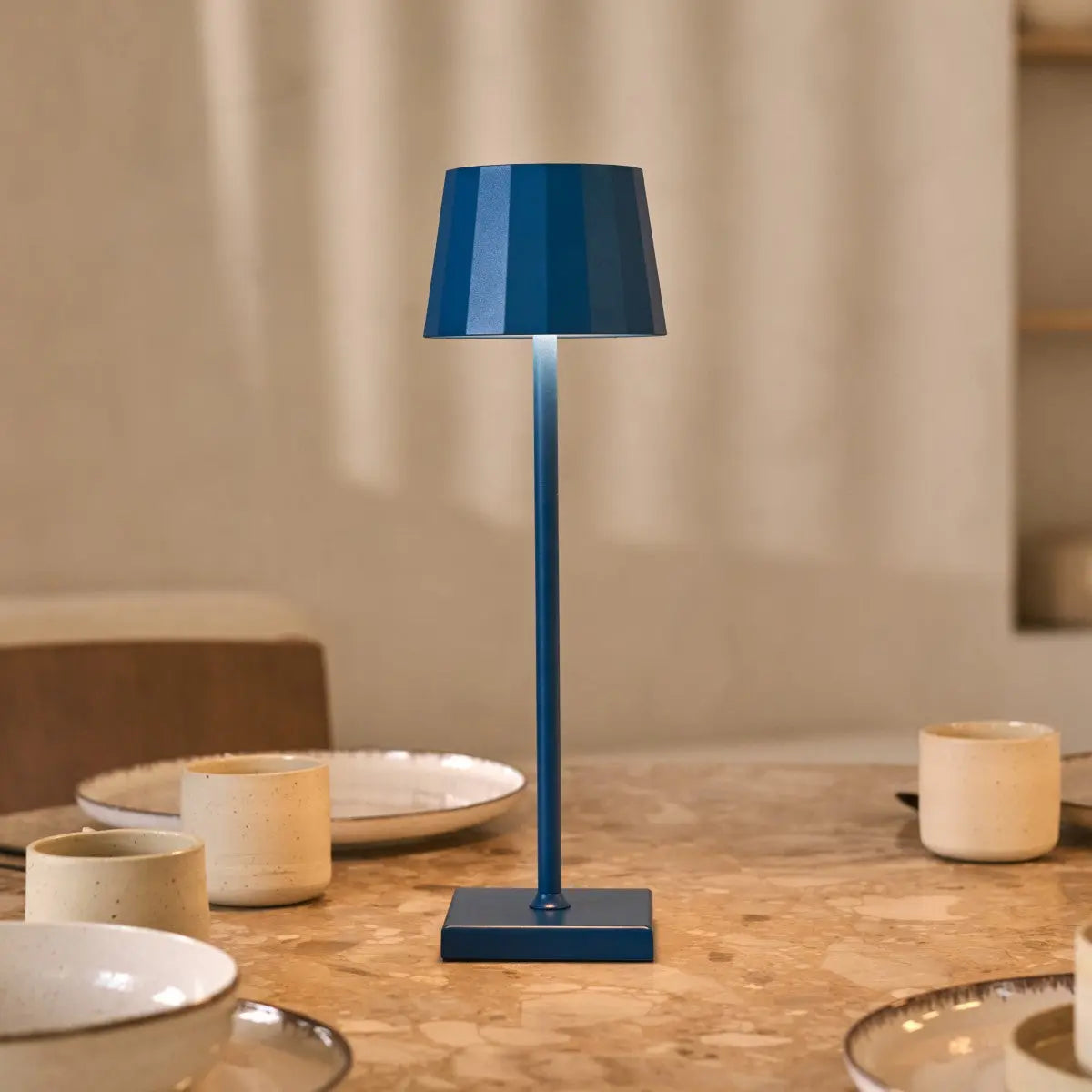 William Delftware Blue Rechargeable Iron Table Lamp – Dimmable, USB-C Charging, 120-Hour-0