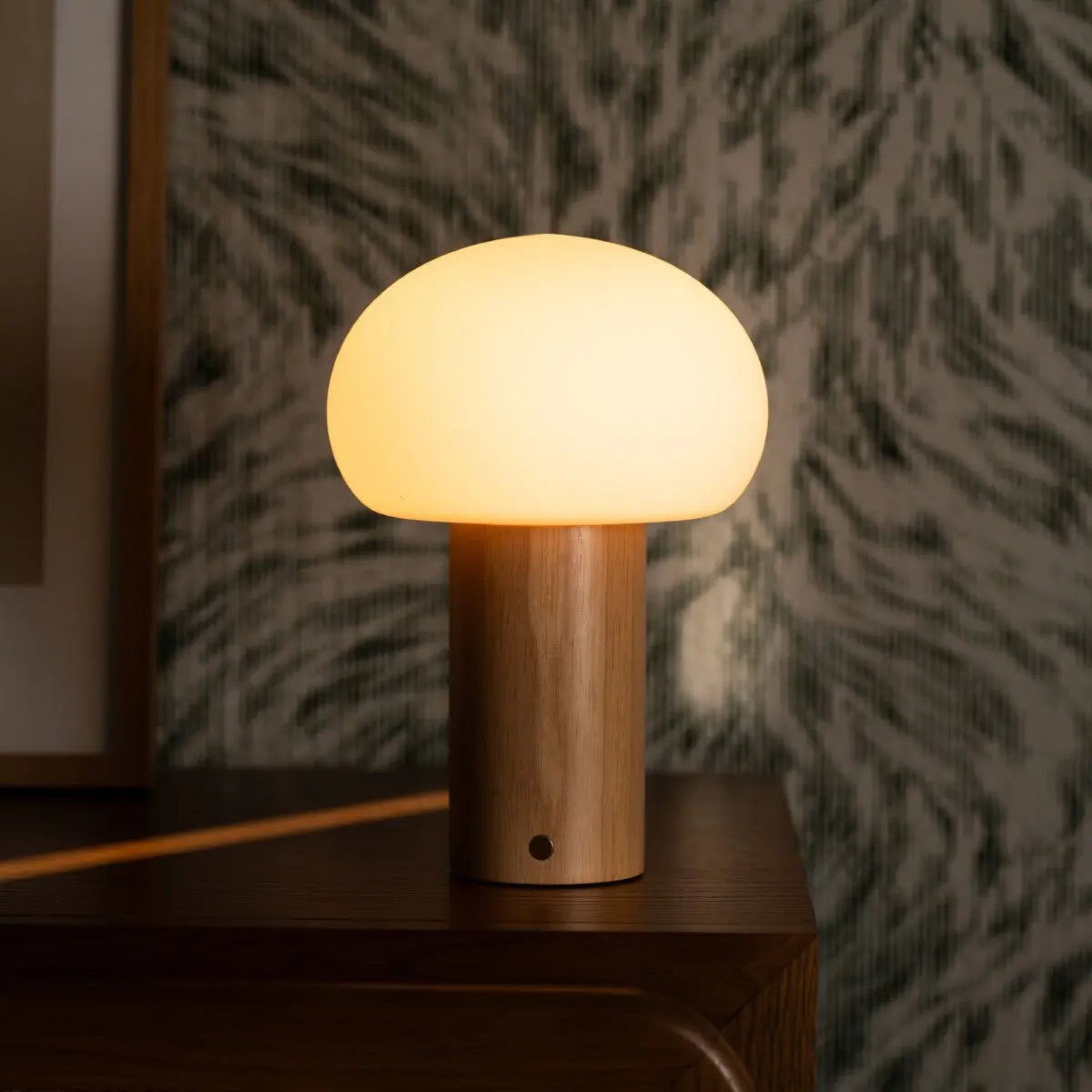 Sam Wooden Table Lamp with Glass & Rechargeable Battery | Dimmable & Versatile Lighting-2