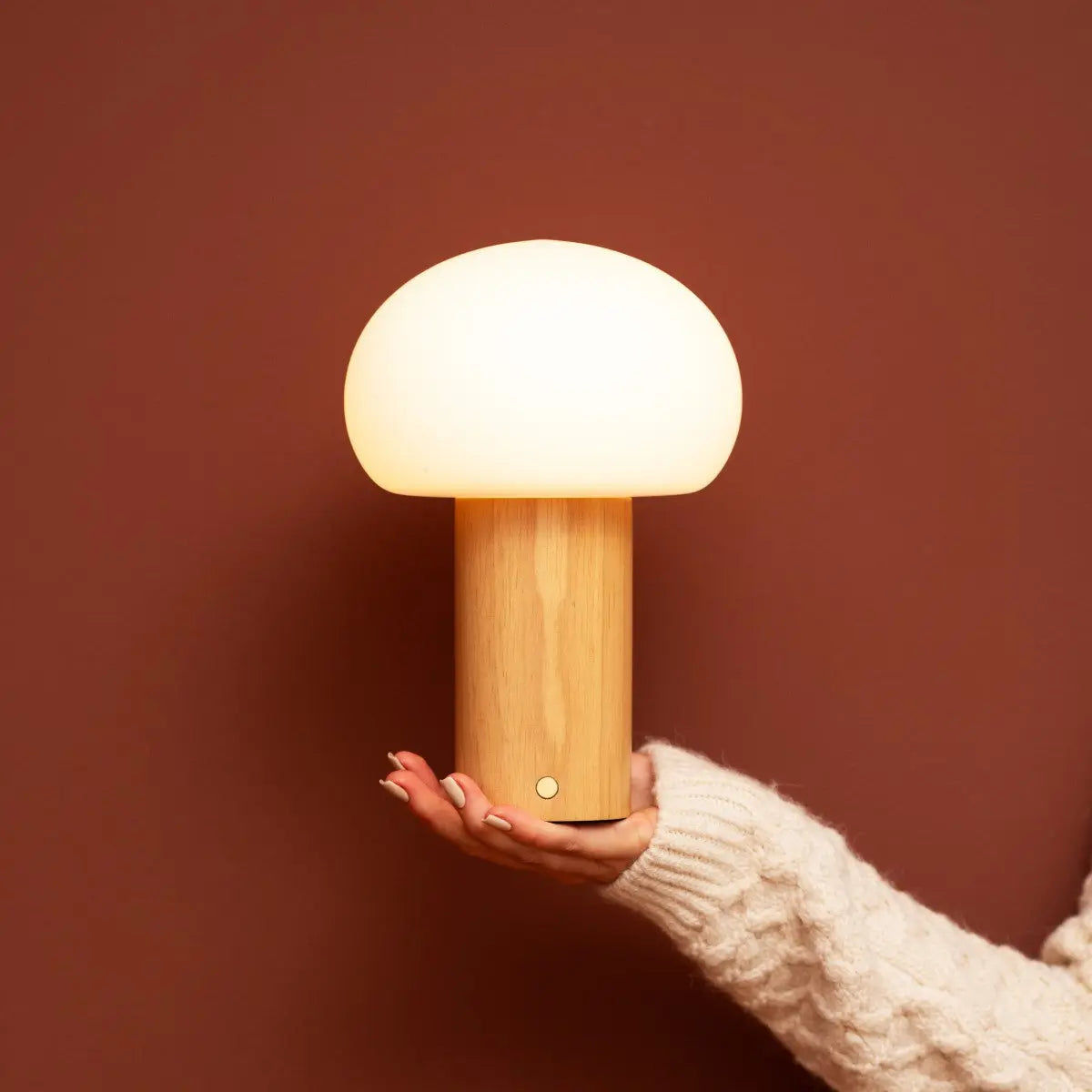 Sam Wooden Table Lamp with Glass & Rechargeable Battery | Dimmable & Versatile Lighting-4