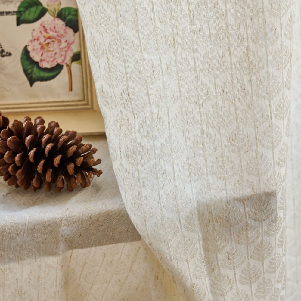 Teagan Subtle Floral Textured Linen Curtains
