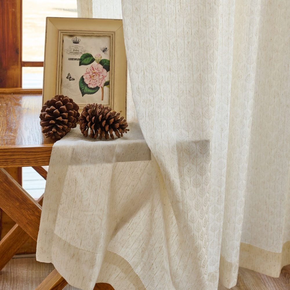 Teagan Subtle Floral Textured Linen Curtains