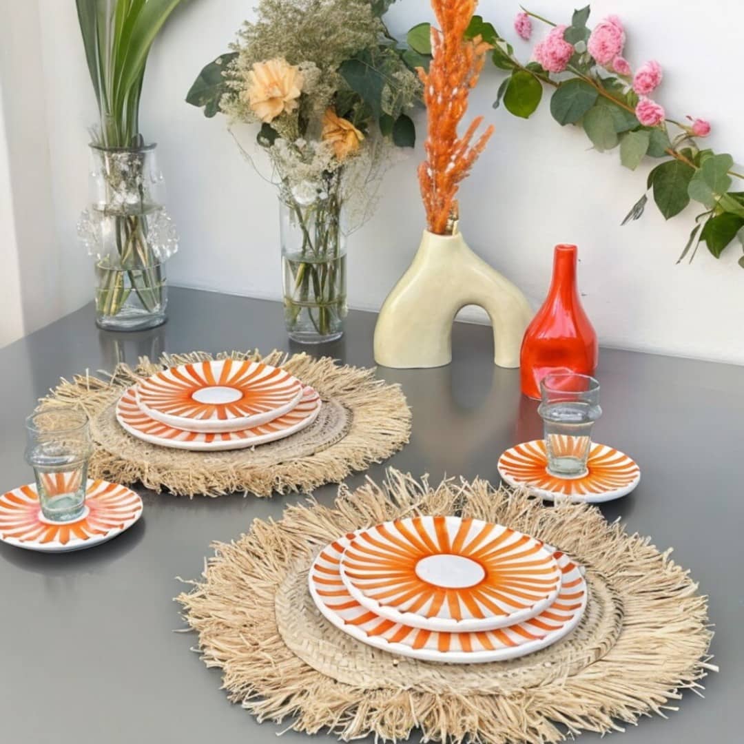 Orange Sun Plate Set - Vibrant Dinnerware for Summer Dining-0