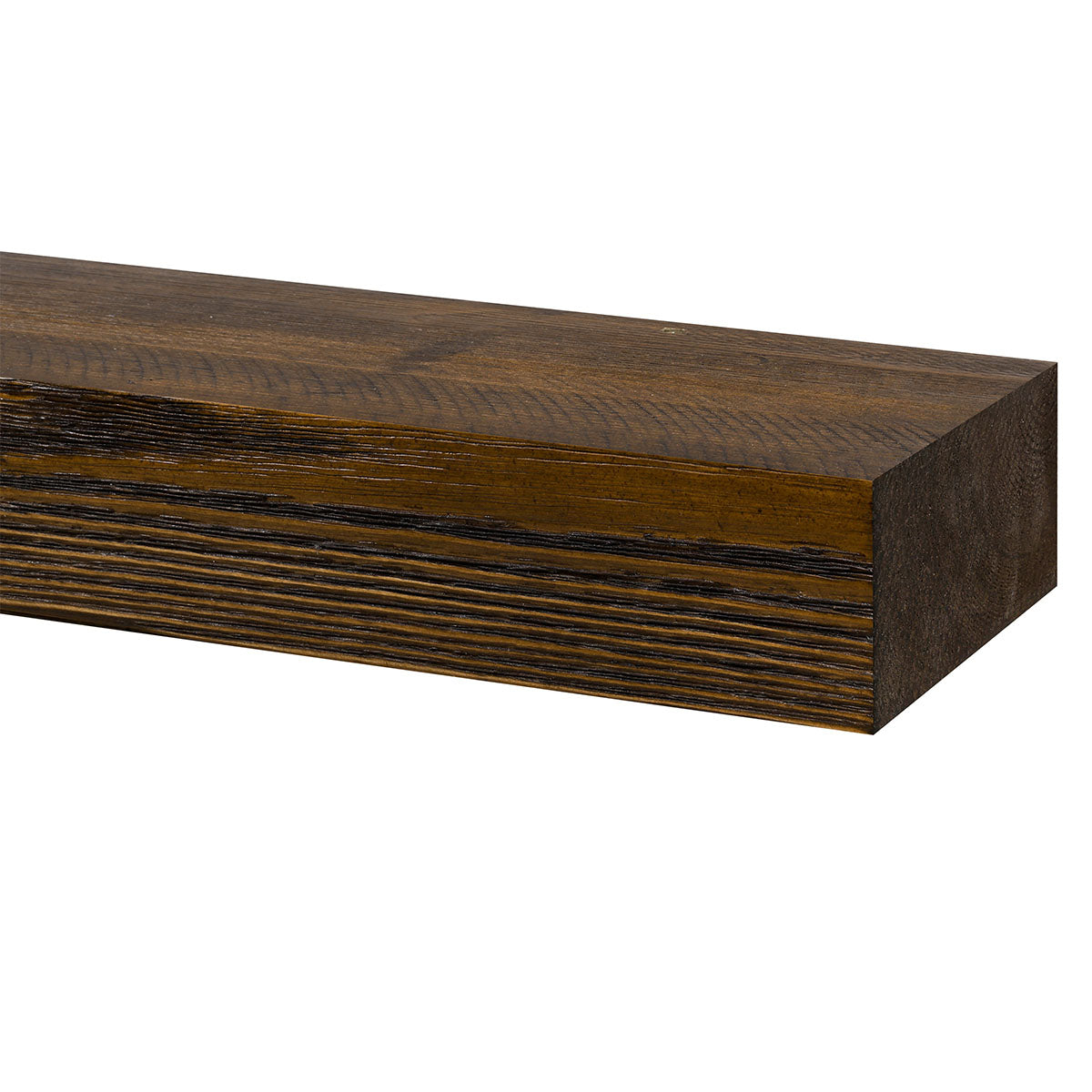 Textured Solid Floating Timber Fireplace Mantel Shelf