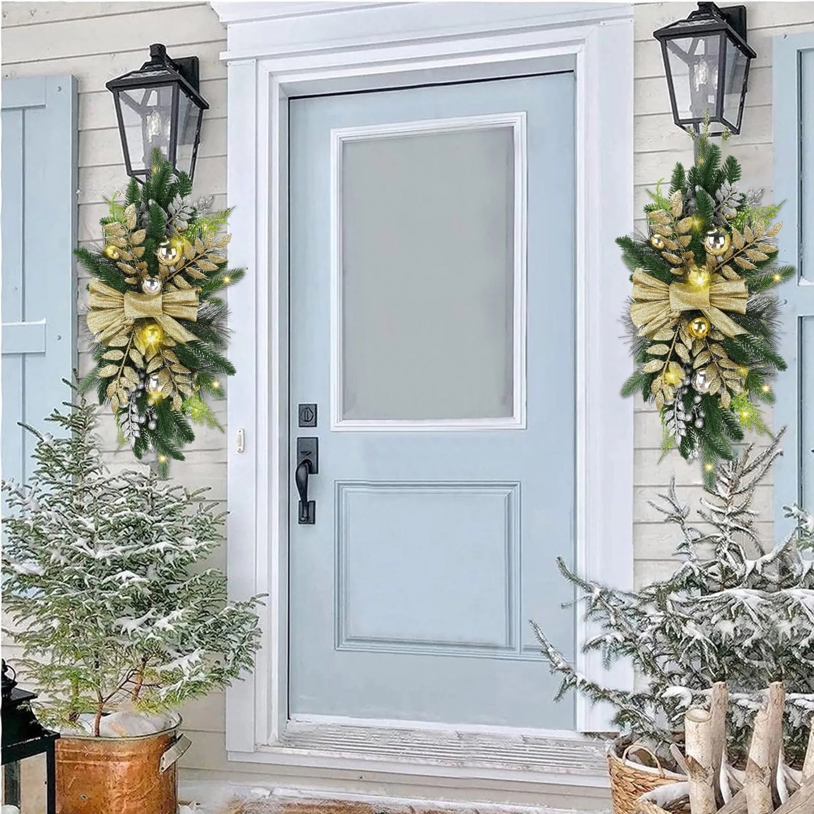 Cordless Pre-lit Christmas Wreath-4