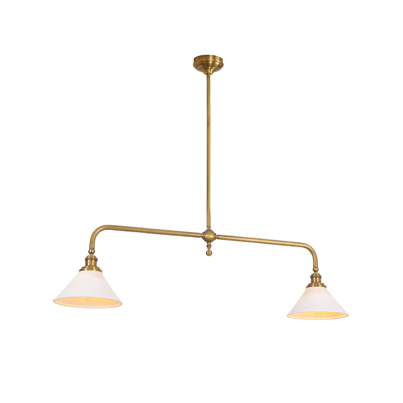 Brass Two-Head Pendant Light with Ceramic Shades | Kitchen Island Fixture