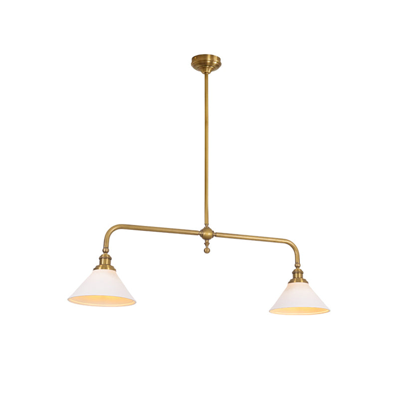 Brass Two-Head Pendant Light with Ceramic Shades | Kitchen Island Fixture