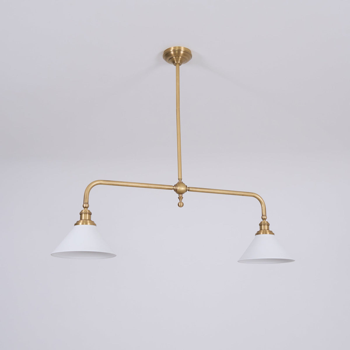 Brass Two-Head Pendant Light with Ceramic Shades | Kitchen Island Fixture