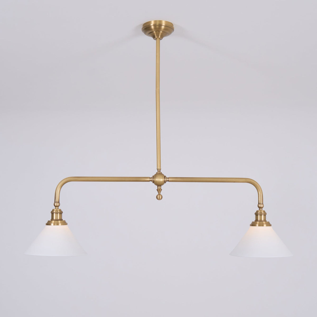 Brass Two-Head Pendant Light with Ceramic Shades | Kitchen Island Fixture