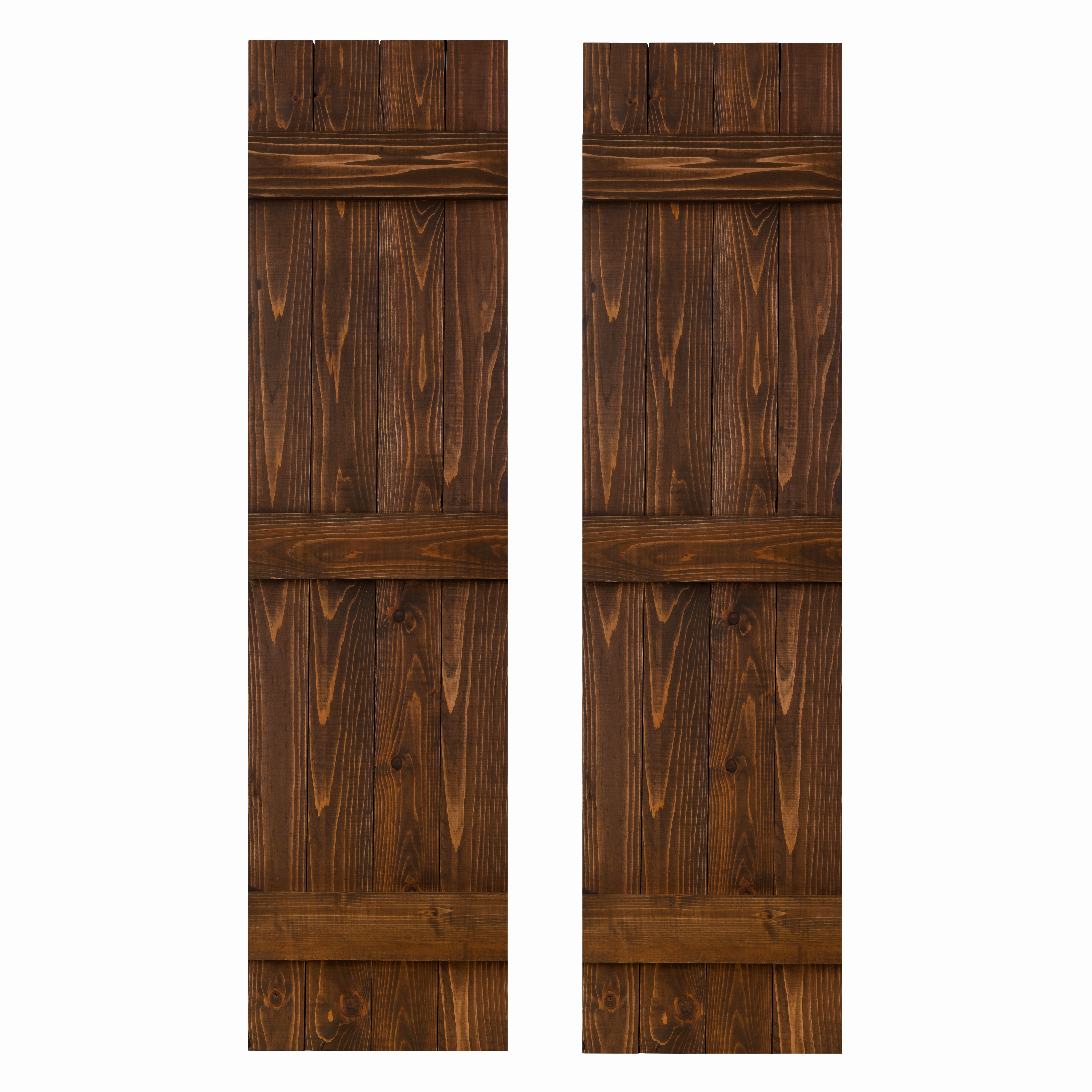 Traditional Board & Batten Exterior Wood Shutters - Cedar - Set of 2