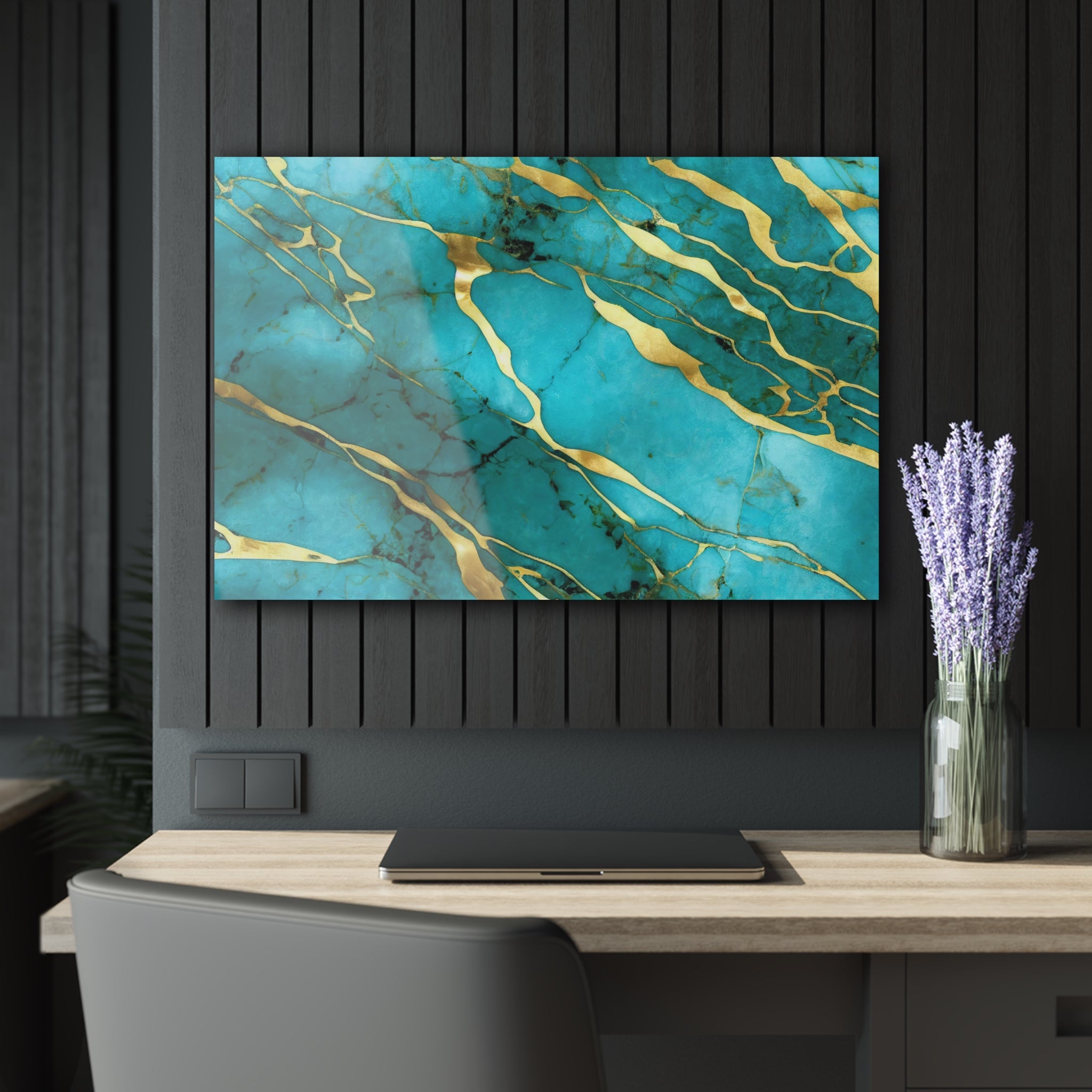 Turquoise Green marble, glass wall art