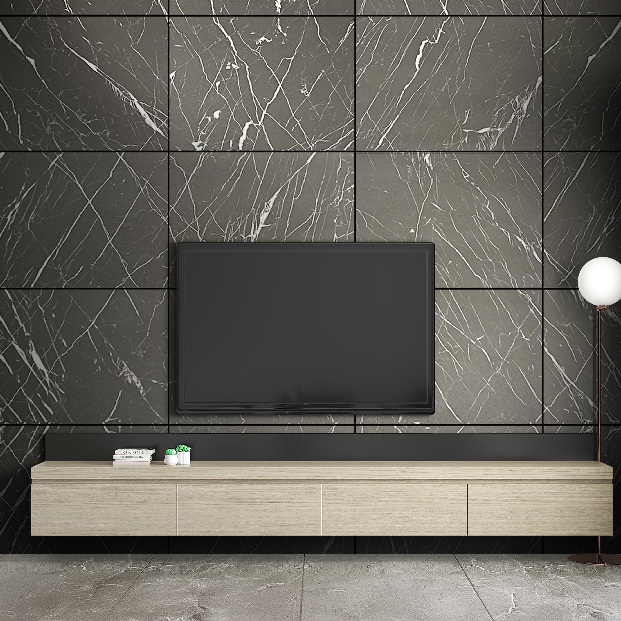 Black Abstract Marble Stone Imitation Decorative Panels-1