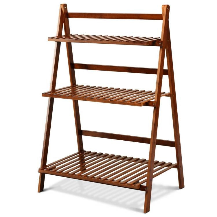 Farmhouse Indoor/Outdoor 3 Tier Folding Plant Stand Planter Shelving Unit-0