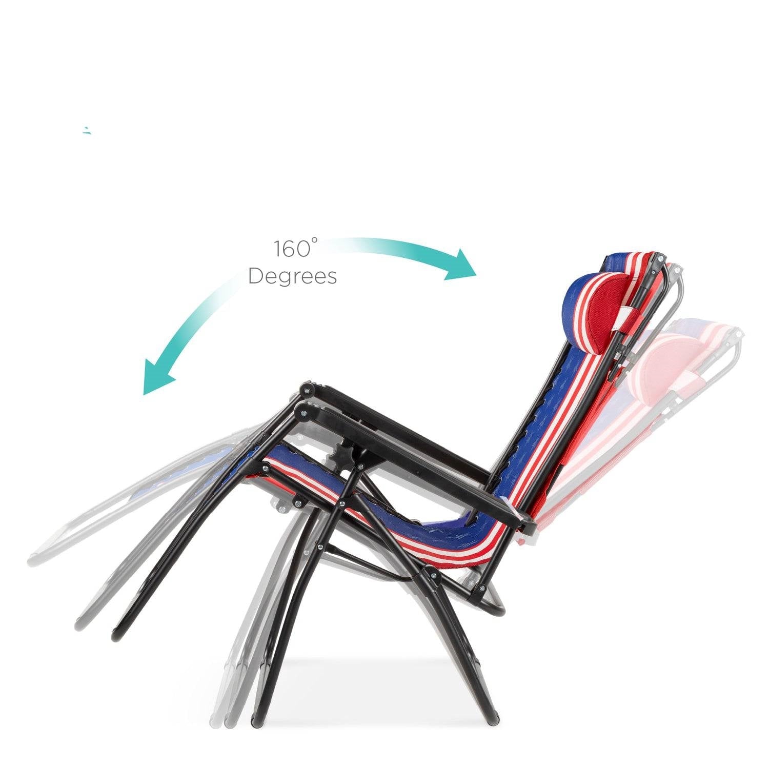 USA American Flag Zero Gravity Reclining Patio Lounge Chair with Canopy-1