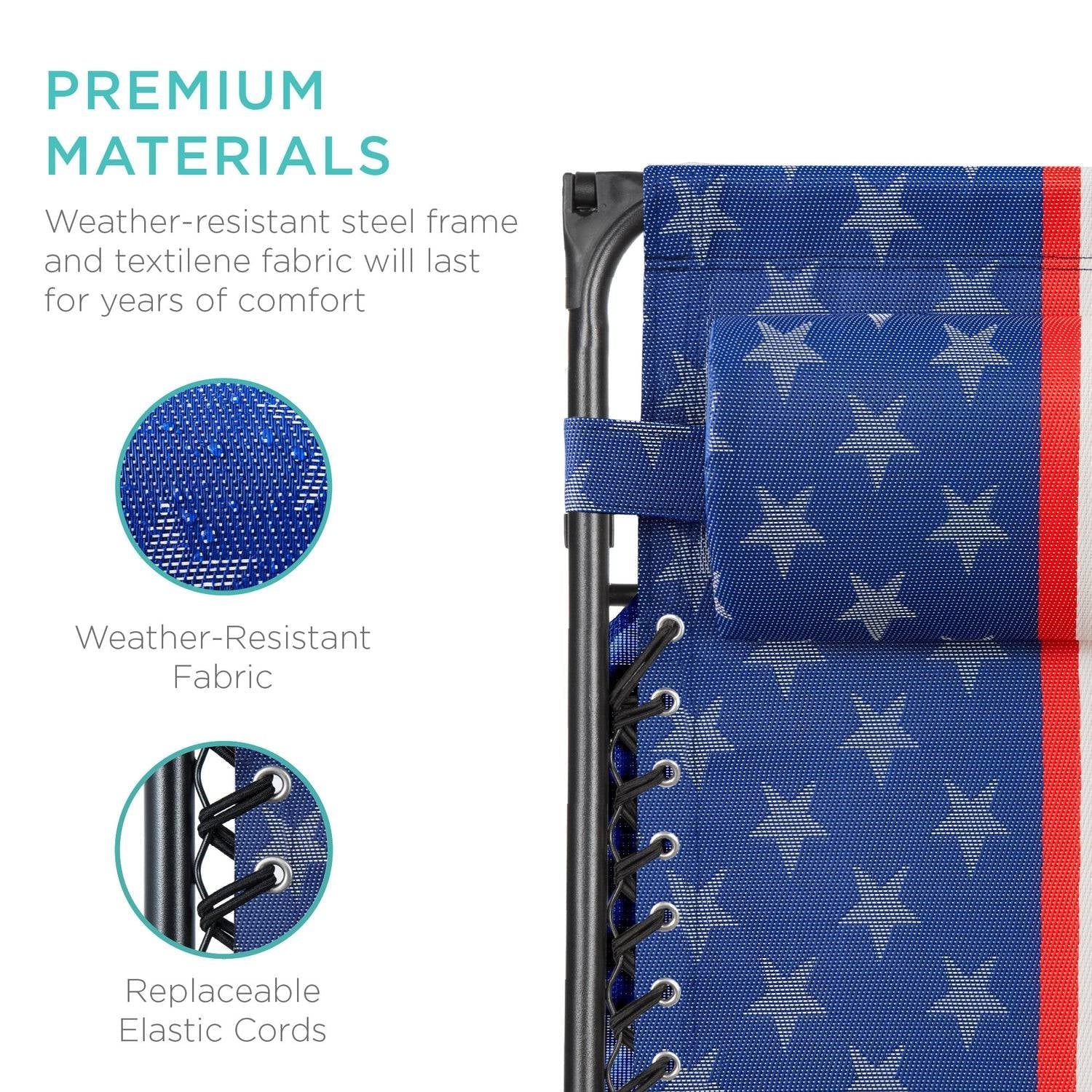 USA American Flag Zero Gravity Reclining Patio Lounge Chair with Canopy-2