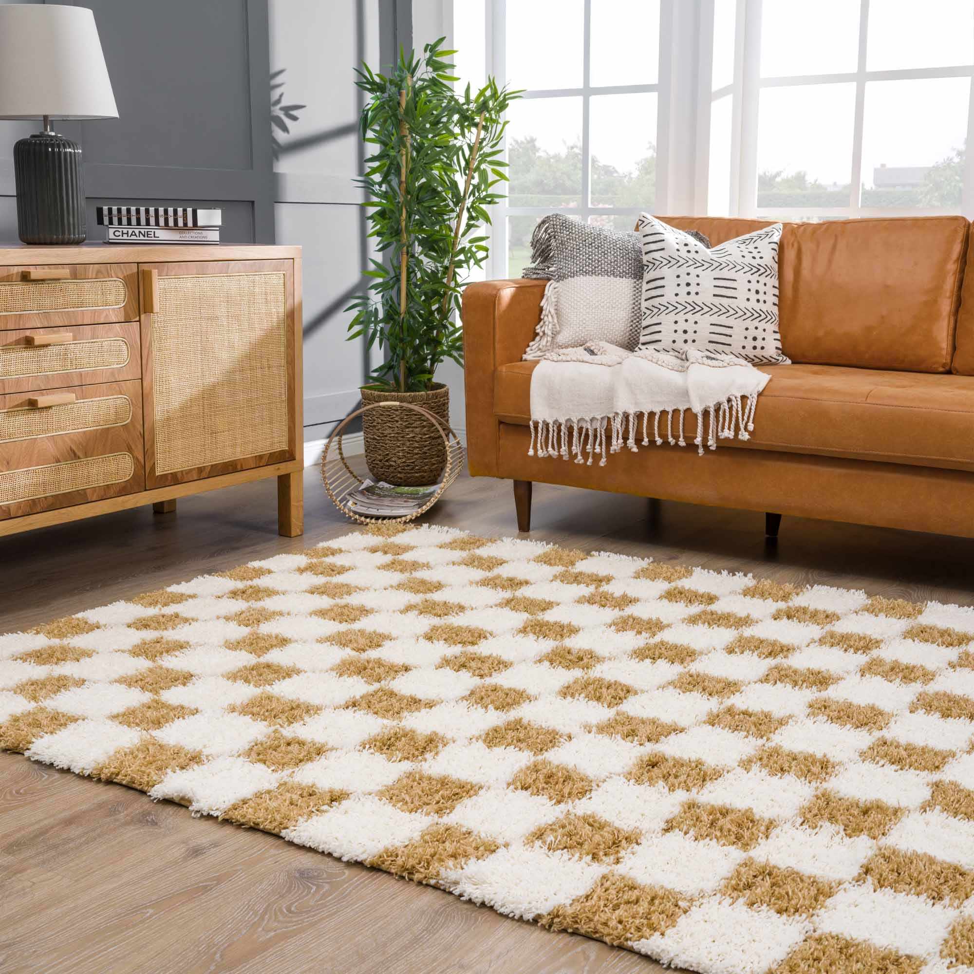 Atira Mustard Checkered Area Rug-7