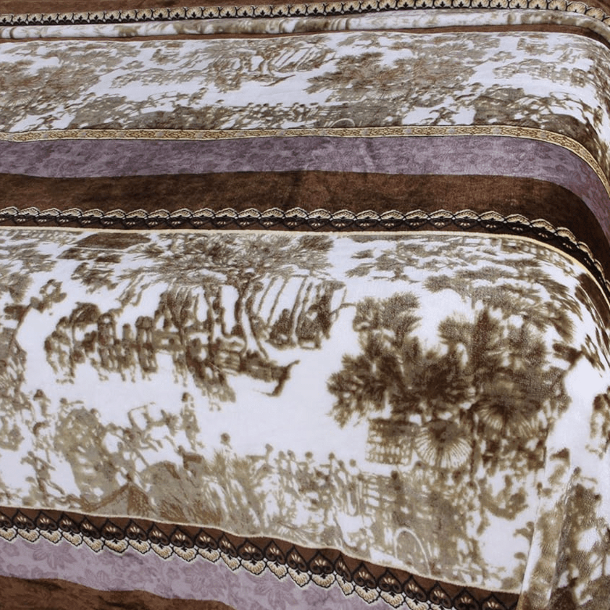 DaDa Bedding Elegant Twilight Lavender Brown Floral Flannel Mink Fleece Throw Blanket (XY9879)