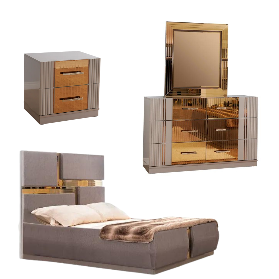 Lorenzo Queen 4 Pc Bedroom Set in Gray-0