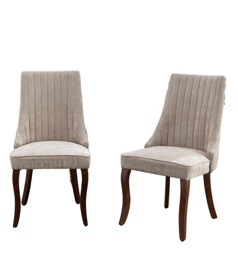 Set of 2 Rayon Cloth Flocking Linen Dining Chairs-0