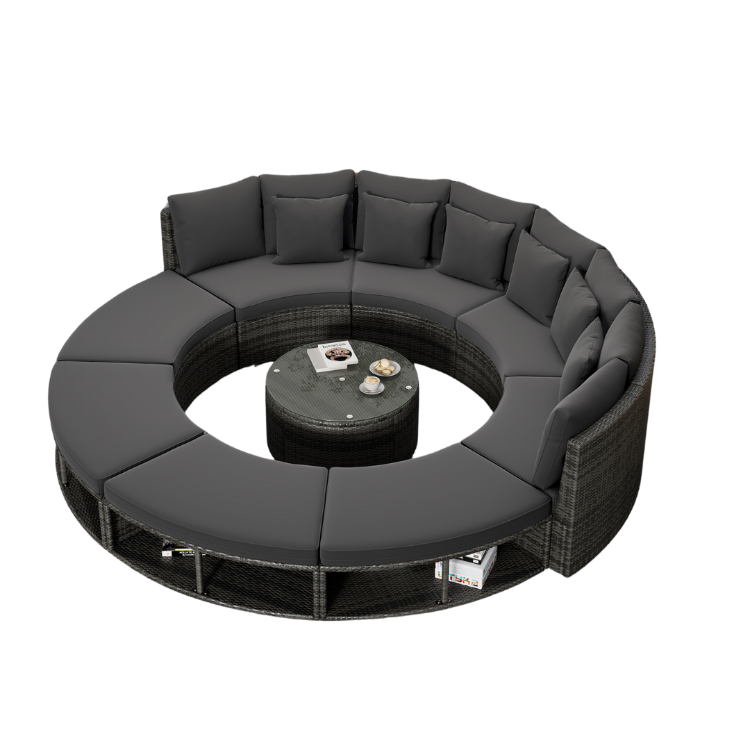 9-Piece  Luxury Circular Outdoor Patio Furniture-0