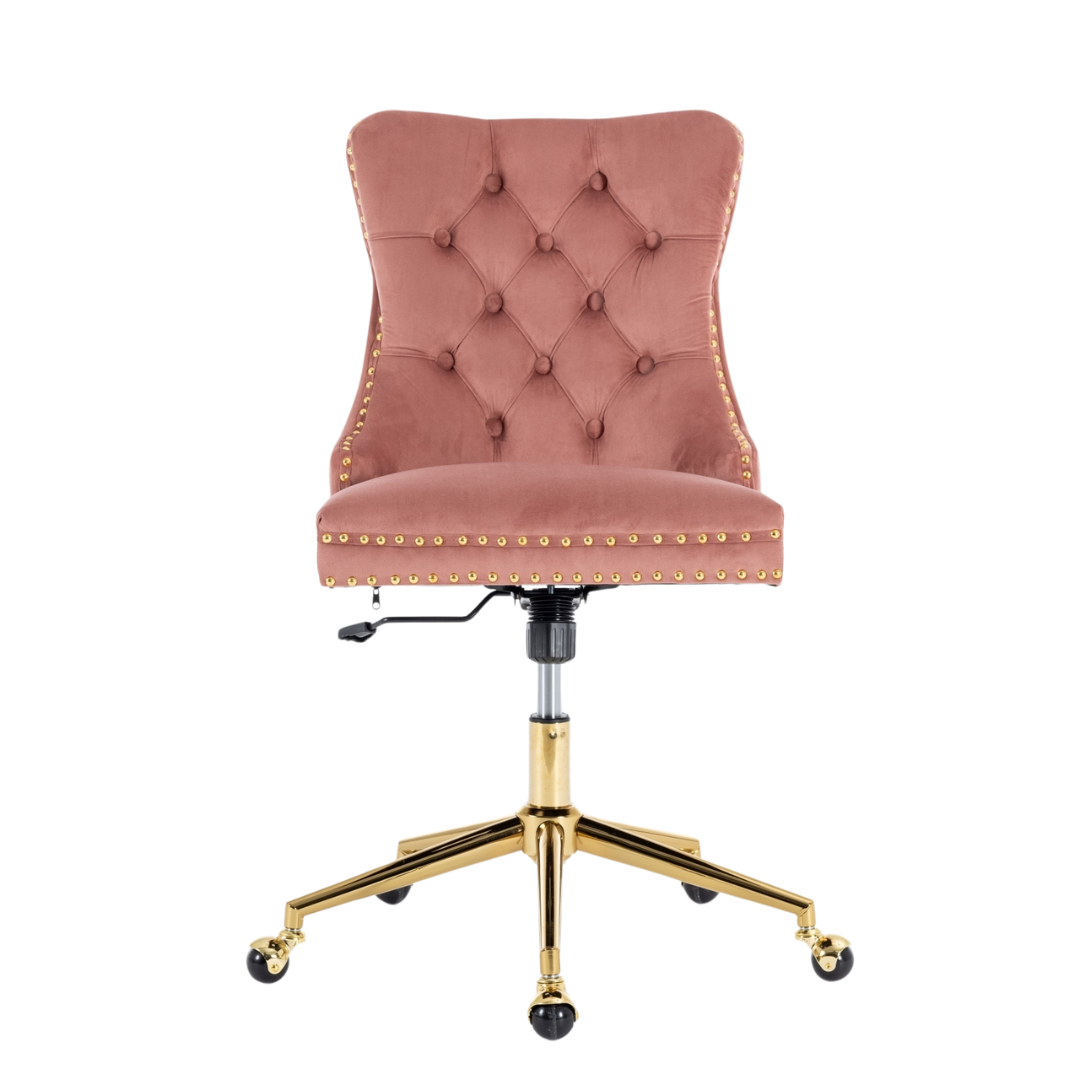 Velvet Upholstered Tufted Button  Office Chair-0