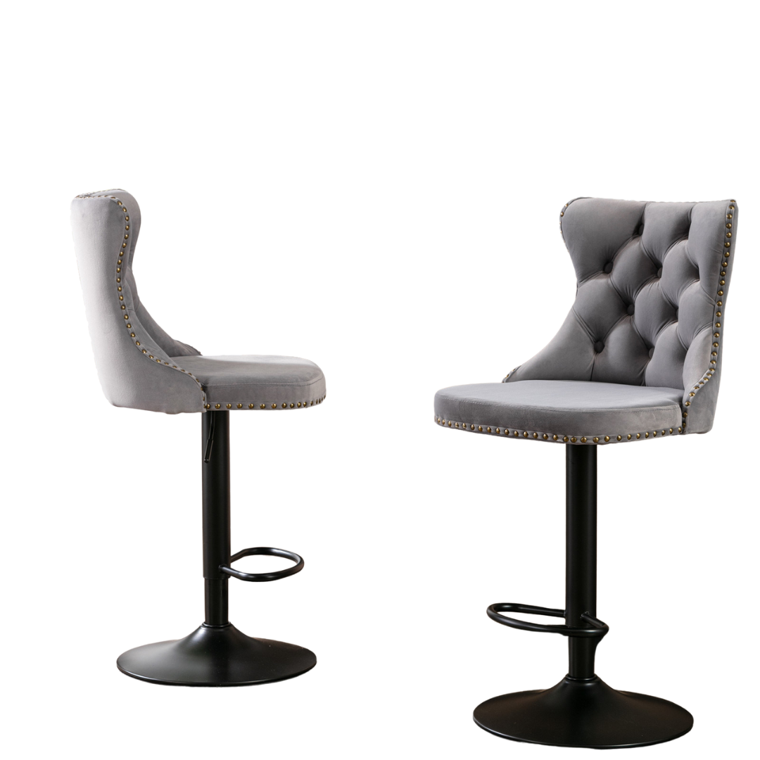 Set of 2 Swivel Velvet Barstools-0