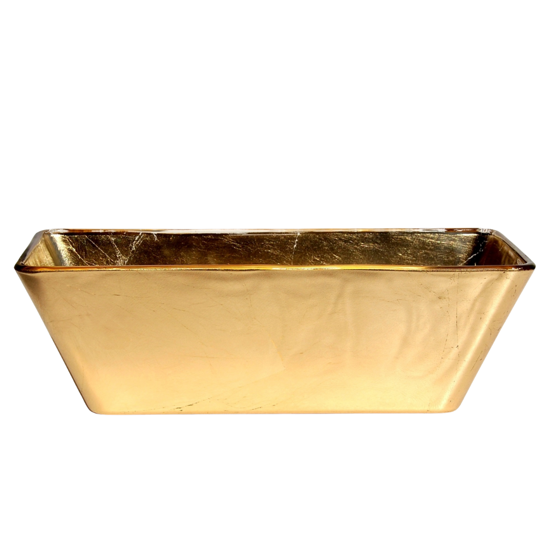 Greek Gold Gilded 13" Rectangular Bowl-0