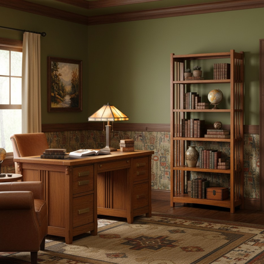 Mission Spindle Side 5 Shelf Bookcase - Michael's Cherry (MC1)