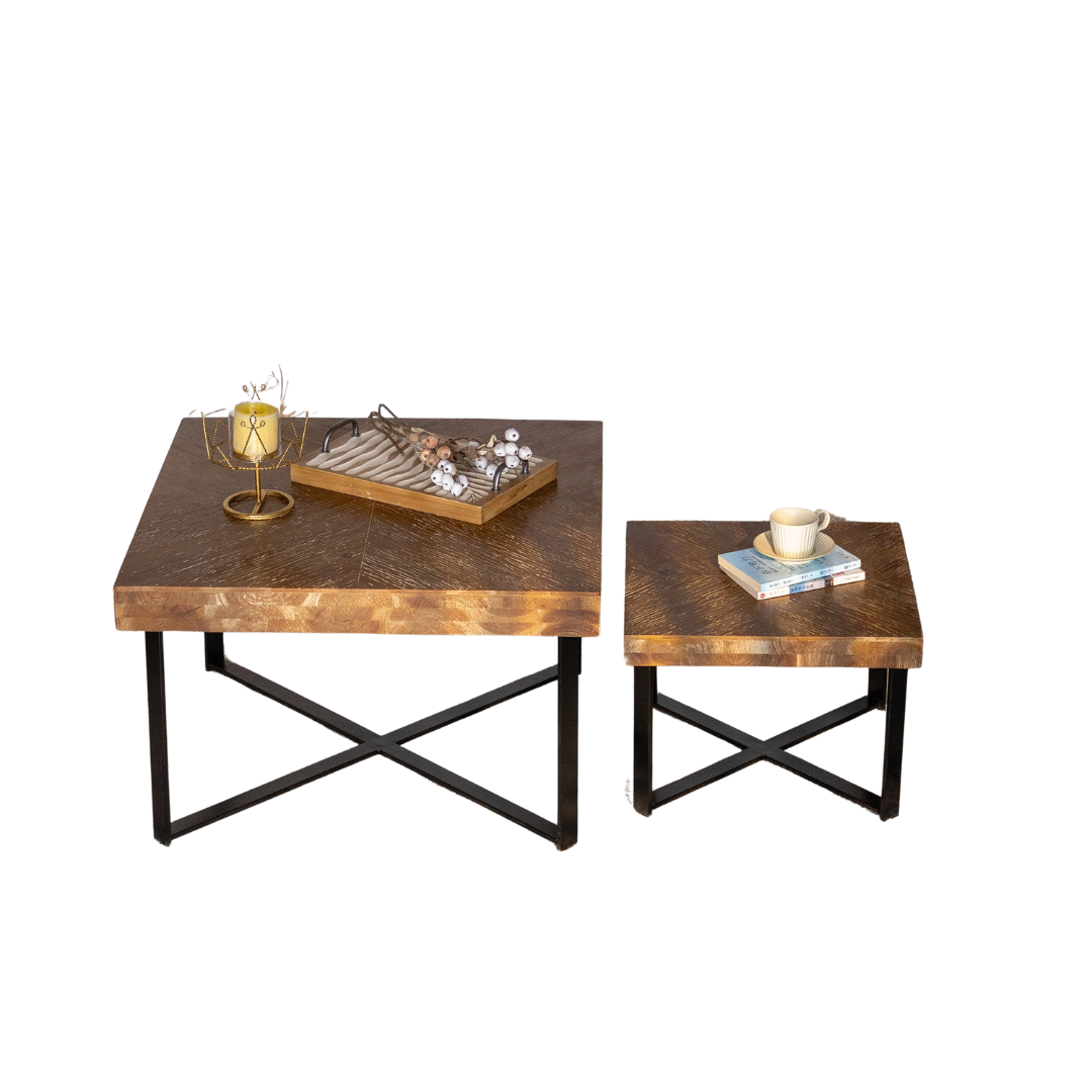 Modern Retro Splicing Square Coffee Table Set of 2-0