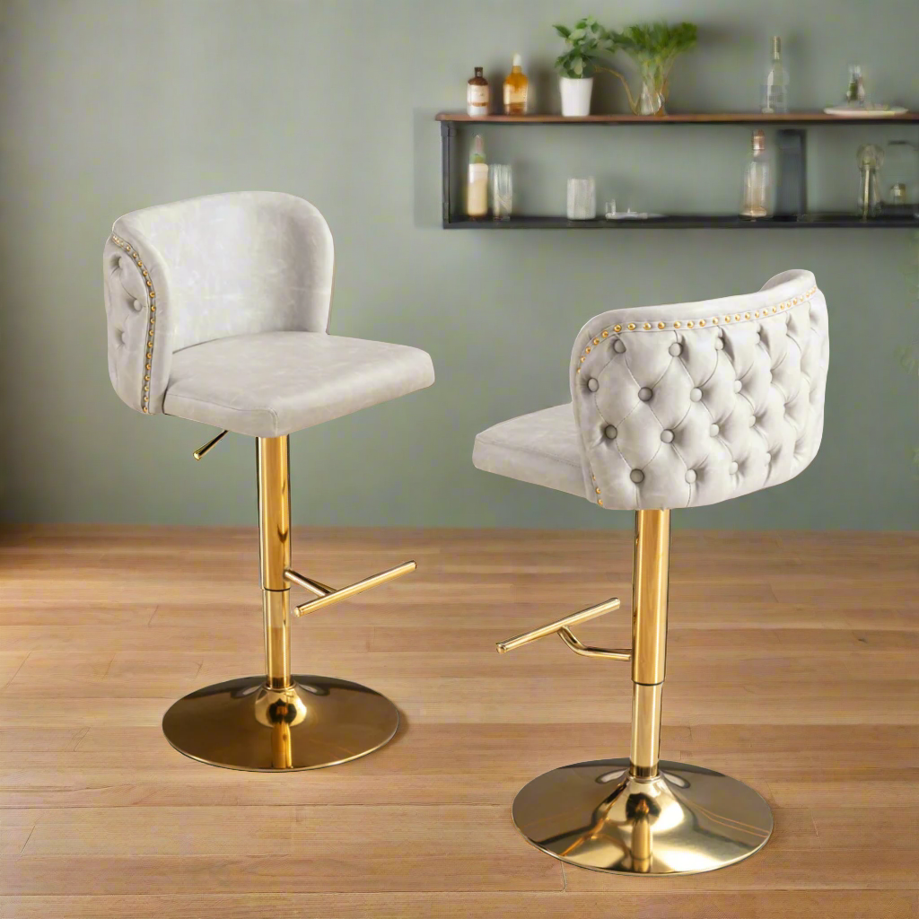 Set of 2 Modern PU Upholstered Swivel Barstools